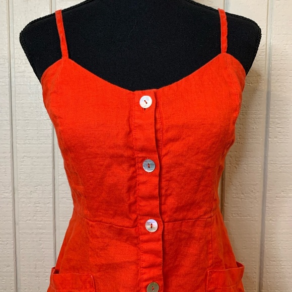 Cynthia Rowley Red A-Line button front dress, size 4.   100% Linen - Picture 5 of 7